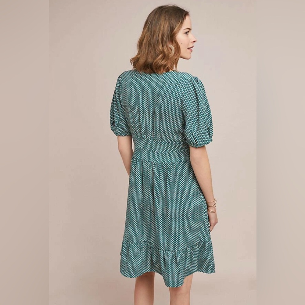 NWT Anthropologie by Maeve Belted Dress Dark Turquoise - Picture 2 of 6